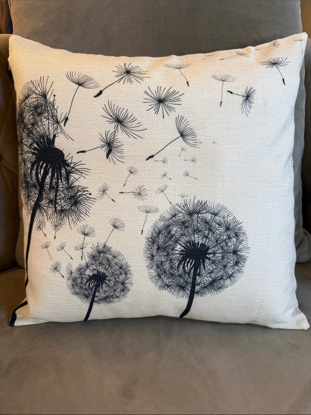 NWOT 18โx18โ Dandelion Graphic Pillow Cover w/New Insert, graphic on both sides